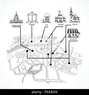 Plan de la ville l'information Illustration de Vecteur