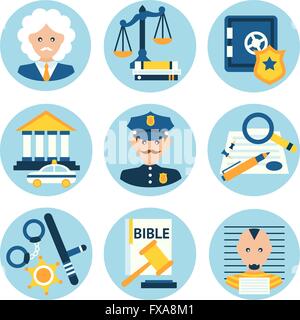 Icônes de la police justice droit Illustration de Vecteur