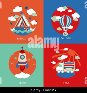 Jouet de transport télévision set Illustration de Vecteur