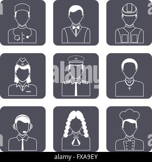 Avatar professionnel icons set Illustration de Vecteur