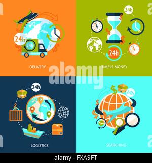 Logistic icons set Illustration de Vecteur