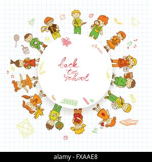 Bannière ronde avec les enfants Illustration de Vecteur