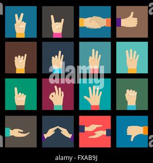 Jeu d’icônes de mains Illustration de Vecteur
