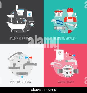 L'icône set composition plombier Illustration de Vecteur