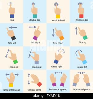 Les gestes de l'interface tactile Illustration de Vecteur
