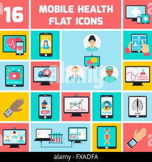 La santé Mobile icons set Illustration de Vecteur