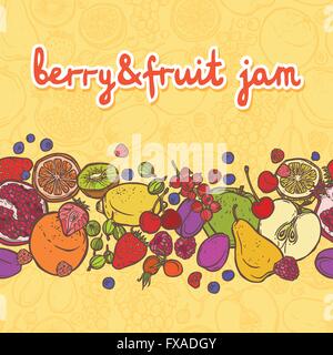 Fruits et baies horizontales frontière Illustration de Vecteur