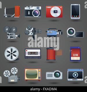 Photo video icons set Illustration de Vecteur