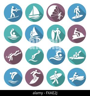 Sports d'eau Icons Set Illustration de Vecteur