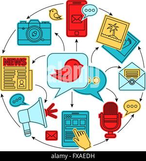 Media ligne plate illustration Illustration de Vecteur