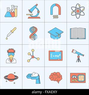 L'icône de la science et de la recherche de ligne de télévision Illustration de Vecteur