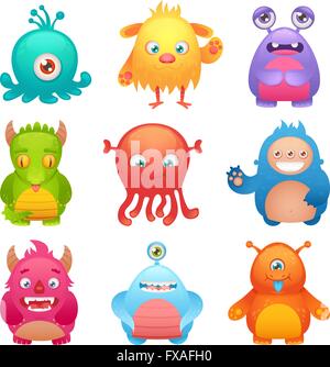 Cute monsters set Illustration de Vecteur