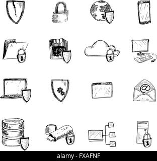 Protection des données icônes croquis Illustration de Vecteur