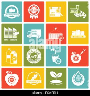 Les icônes de contrôle qualité white Illustration de Vecteur
