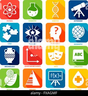 Domaines scientifiques Icons Illustration de Vecteur
