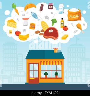 Concept de magasin d'épicerie Illustration de Vecteur