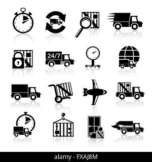 Black icons set livraison Illustration de Vecteur