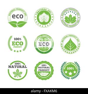 Les étiquettes des lames écologiques icons set Illustration de Vecteur