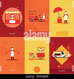 Street food mini poster set Illustration de Vecteur