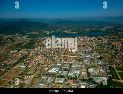 Vue aérienne, aperçu de la ville de Banyoles Banyoles lac Banyoles, Costa Brava, Catalogne, Espagne, Europe, vue aérienne, Banque D'Images