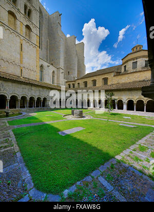 Cloître, Cathédrale Santa Maria de Gérone, Cathédrale Santa Maria de Gérone, Catalogne, Gérone, Banque D'Images