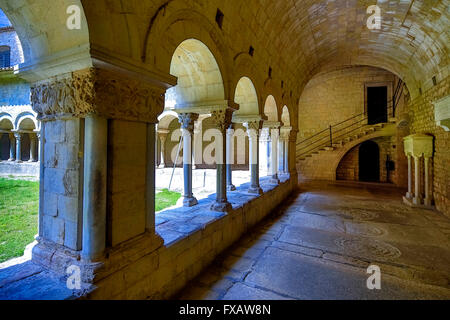 Cloître, Cathédrale Santa Maria de Gérone, Cathédrale Santa Maria de Gérone, Gérone, Catalogne, Gérone, Catalogne, Espagne Banque D'Images