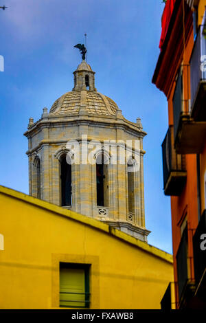 Cathédrale Santa Maria de Gérone, Cathédrale Santa Maria de Gérone, Gérone, Catalogne, Gérone, Catalogne, Espagne Banque D'Images