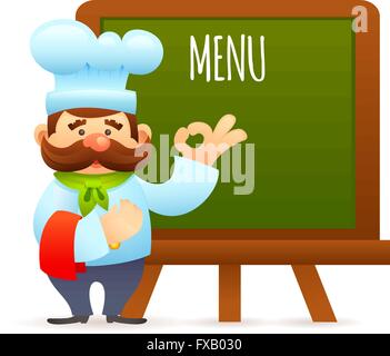 Chef avec panneau de menu Illustration de Vecteur