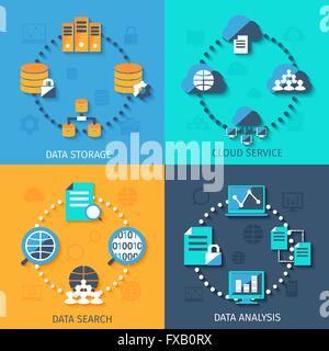 Le big data 4 télévision composition icônes Illustration de Vecteur