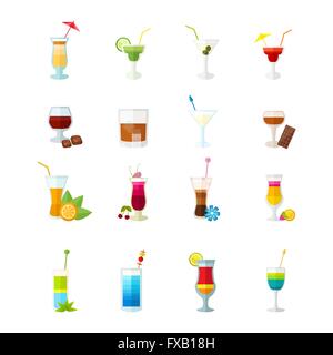 Cocktail multicolore icons set Illustration de Vecteur