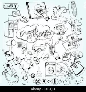 Internet des Objets Doodles Illustration de Vecteur