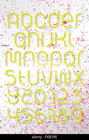 Ensemble de style ronde lettres de l'alphabet et des chiffres plus grunge background. vector font type design moderne et commerciale. ic lettrage Illustration de Vecteur