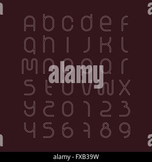 Ensemble de style contour isolé, lettres de l'alphabet et des chiffres. vector font type design moderne et commerciale. icônes de lettrage. styliz Illustration de Vecteur