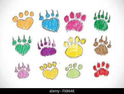 Les empreintes des animaux silhouettes Illustration de Vecteur