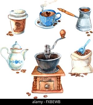 Hand drawn vintage café aquarelle┬М Illustration de Vecteur