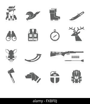 L'icône de chasse Ensemble Noir Illustration de Vecteur