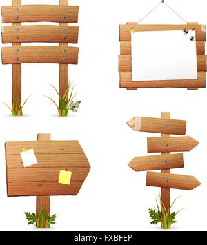 Panneaux en bois Set Illustration de Vecteur