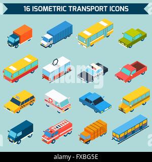 Transport isométrique Icons Set Illustration de Vecteur