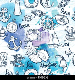 Modèle sans couture nautique Illustration de Vecteur