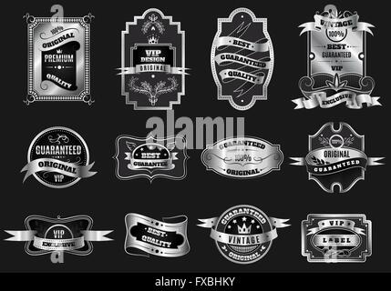 Emblèmes d'argent original rétro collection étiquettes Illustration de Vecteur