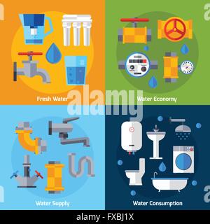 Ensemble d'alimentation en eau Illustration de Vecteur