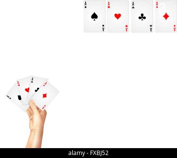 Les cartes à jouer ordinaires propagation holding hand Illustration de Vecteur