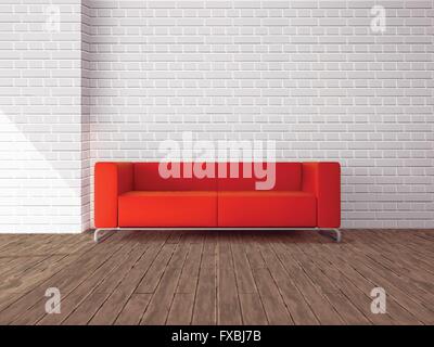 Canapé rouge dans la chambre Illustration de Vecteur
