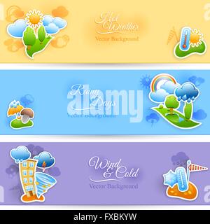 Jeu de bannières fond météo Illustration de Vecteur