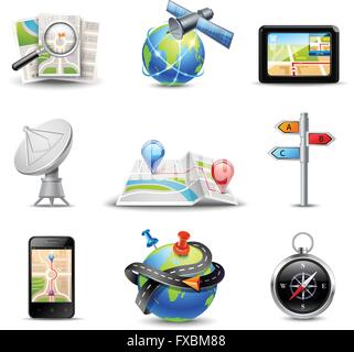 Icônes de navigation réaliste Illustration de Vecteur
