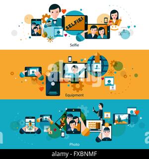 Photos mobile jeu de bannières horizontales Illustration de Vecteur