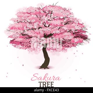 Arbre sakura réaliste Illustration de Vecteur