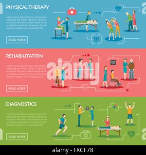 Bannières de réadaptation physiothérapie Illustration de Vecteur