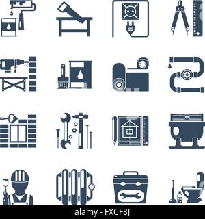 Réparation Accueil Icônes noires Collection Illustration de Vecteur