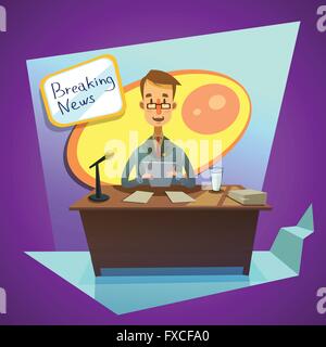 Breaking news cartoon Illustration de Vecteur